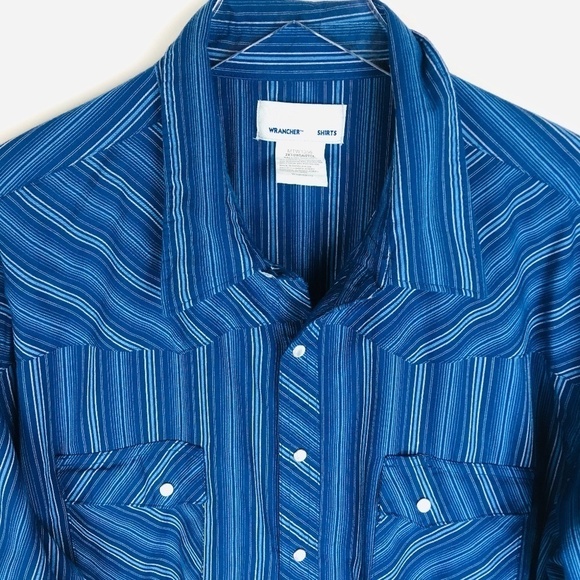 Wrangler Rancher Casual Striped Pearl Snap Shirt - Picture 3 of 10